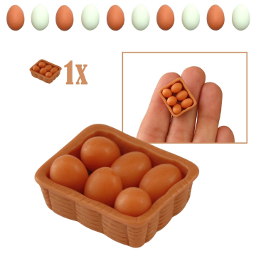 Bruine Miniatuur Eieren in Bruin Mandje