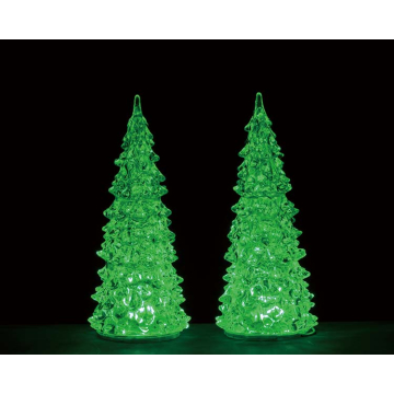 Lemax - Crystal Lighted Tree 3 Color Changeable - Medium - Set van 2