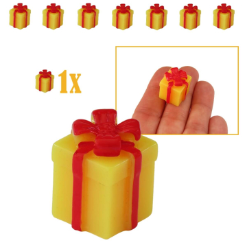 Geel Miniatuur Cadeautje met Rode Strik