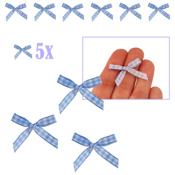 Geruite Strik Blauw - 5 Stuks