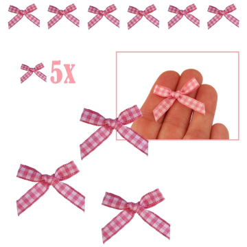 Geruite Strik Roze - 5 Stuks