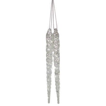 IJspegel Hangers Zilver Glitter 14cm - Set van 2