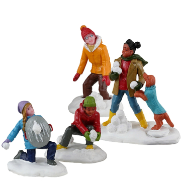 Lemax - Snowball Battles - Set van 4