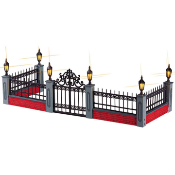 Lemax - Lighted Wrought Iron Fence - Set van 5