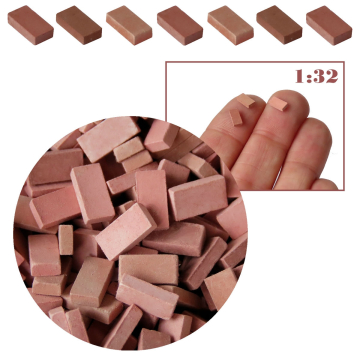 Miniatuur Bakstenen Rood Mix - 500 / 1000 Stuks - 1:32