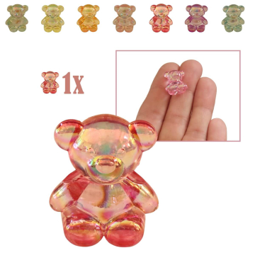 Miniatuur Beer Holografisch Roze - 1.9cm