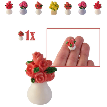 Miniatuur Bloemenvaas met Oranjerode Rozen