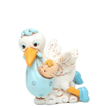 Miniatuur Ooievaar met Baby Jongen - 5cm