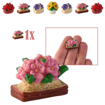 Miniatuur Plantenbak met Roze Bloemen