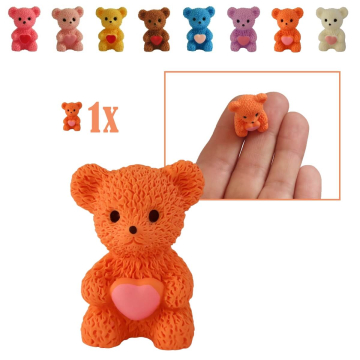 Miniatuur Teddybeer met Hart - Oranje - 2.5 cm