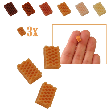 Miniatuur Wafel Lichtbruin - Set van 3