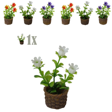 Rieten Miniatuur Mand met Witte Bloemen