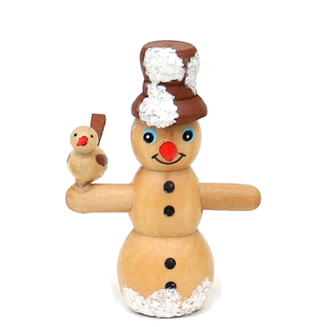 Sigro - Houten Sneeuwpop met Vogel 6 cm