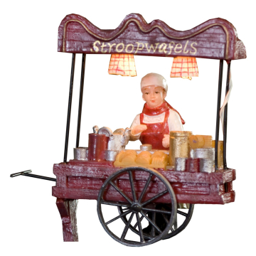 Dickensville - Stroopwafel Kraam met Verlichting - Set van 2