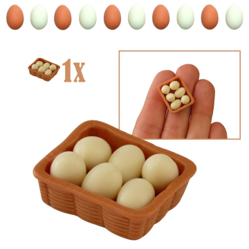 Witte Miniatuur Eieren in Bruin Mandje