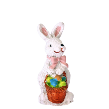 Witte Miniatuur Paashaas met Paasmandje