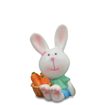 Zittend Paashaasje met Mandje Worteltjes - 5 cm