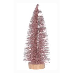 Lichtroze Glitter Kerstboompje 15 cm - House of Seasons