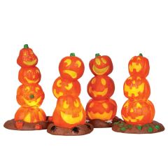 Spooky Town - Light Up Pumpkin Stack - Set van 4  - Nu Voorverkoop