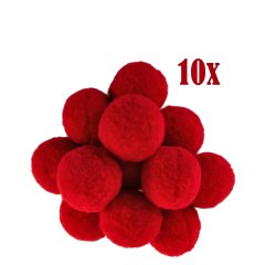 Rode Pompoms - 15mm - 10 Stuks