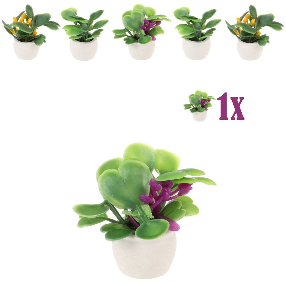 Mini Vetplantje Roodpaars in Bloempot - 2.7cm - - Resin + PVC -
