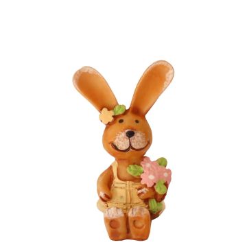 Bruine Miniatuur Paashaas met Bloemen