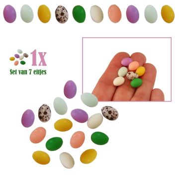 Gekleurde Miniatuur Paaseitjes - Set van 7