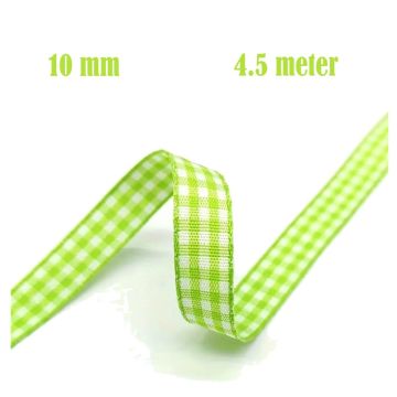Geruit Lint Appelgroen - 10 mm