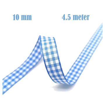 Geruit Lint Blauw - 10 mm
