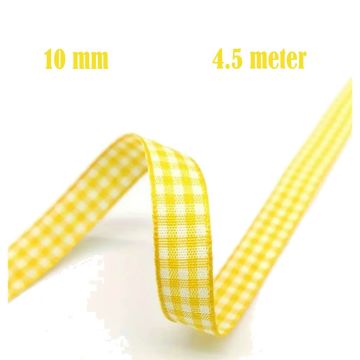 Geruit Lint Donkergeel - 10 mm