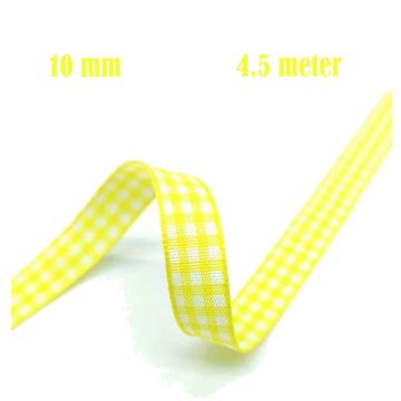 Geruit Lint Geel - 10 mm
