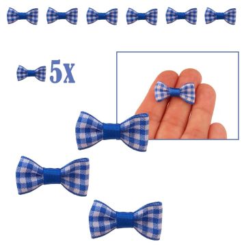 Geruit Strikje Blauw - Set van 5