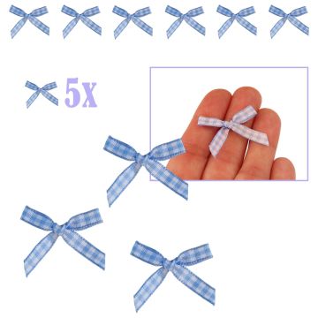 Geruite Strik Blauw - 5 Stuks