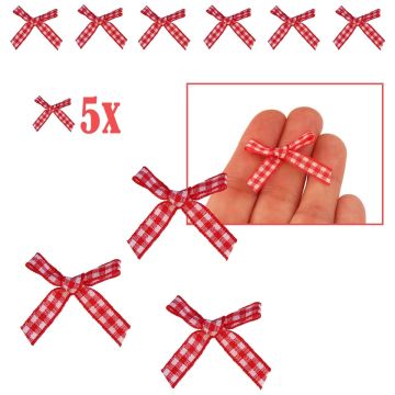 Geruite Strik Rood - 5 Stuks