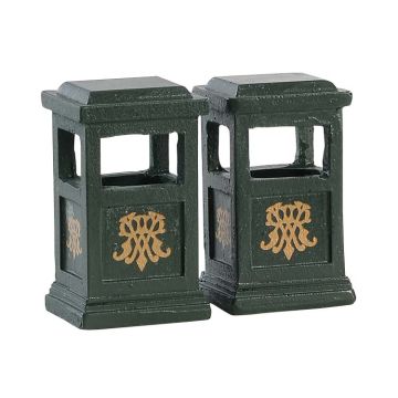 Lemax - Green Trash Can set of 2