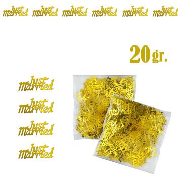 Just Married Confetti Metallic Goud - 20 Gram