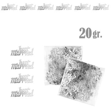Just Married Confetti Metallic Zilver - 20 Gram
