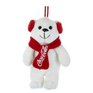 Kurt S. Adler - Coca-Cola Plush Polar Bear with Earmuffs Ornament