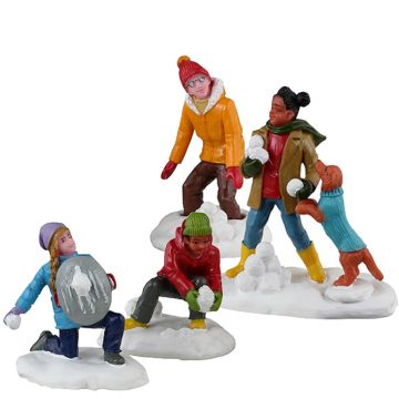 Lemax - Snowball Battles - Set van 4