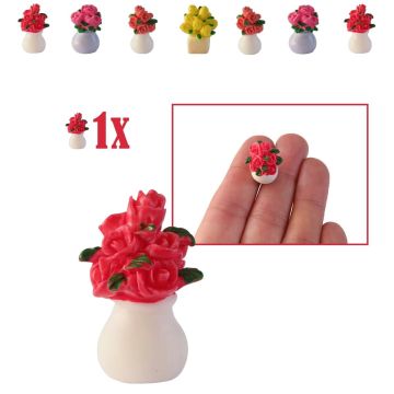 Miniatuur Bloemenvaas met Rode Rozen