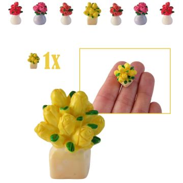 Miniatuur Bloemenvaasje met Gele Tulpen