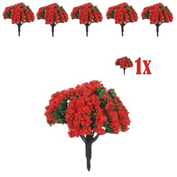 Miniatuur Bloesemstruik met Rode Bloemen - 5cm