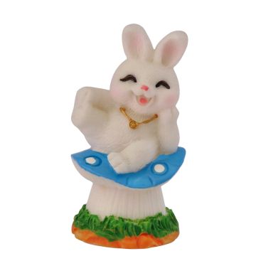 Miniatuur Konijn op Blauwe Paddenstoel