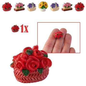 Miniatuur Mandje met Rode Rozen