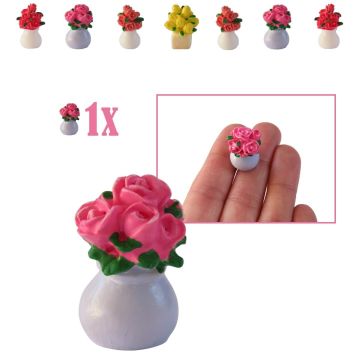 Miniatuur Vaas met Roze Rozen
