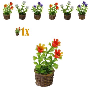 Rieten Miniatuur Mand met Oranje Bloemen