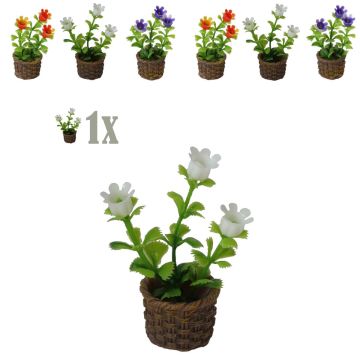 Rieten Miniatuur Mand met Witte Bloemen