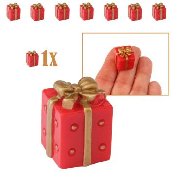 Rood Miniatuur Cadeautje met Gouden Strik