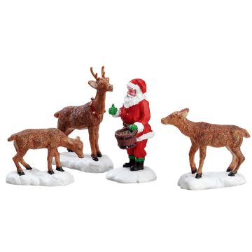 Lemax - Santa Feeds Reindeer - Set van 4
