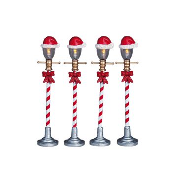 Lemax - Santa Hat Street Lamp - Set van 4